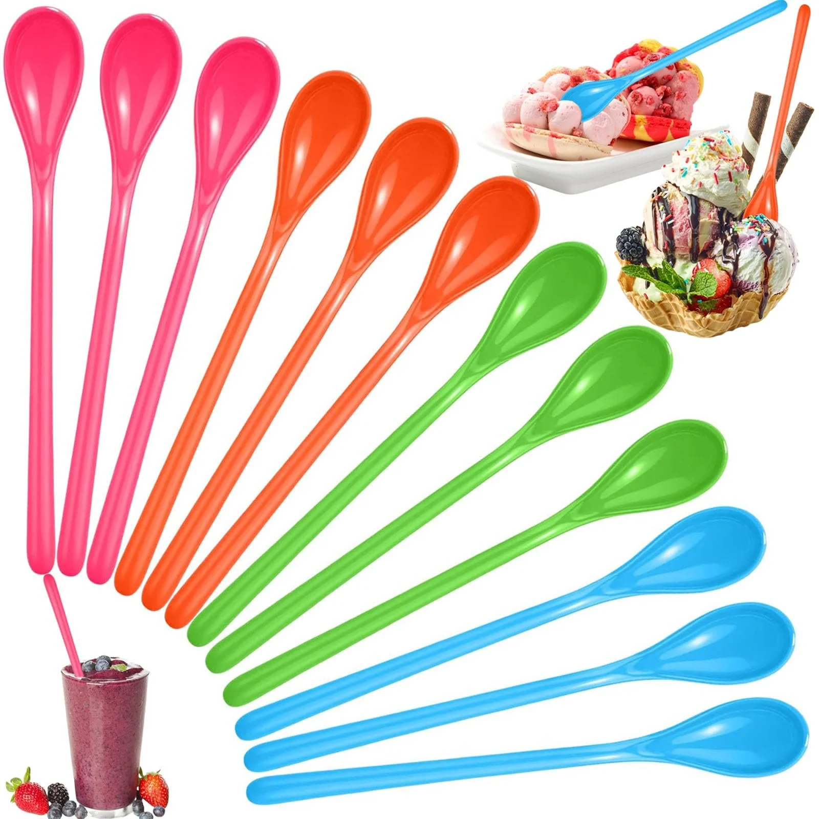 Ложки, Набір 12 штук, Пластикові, Довгі, фото №1