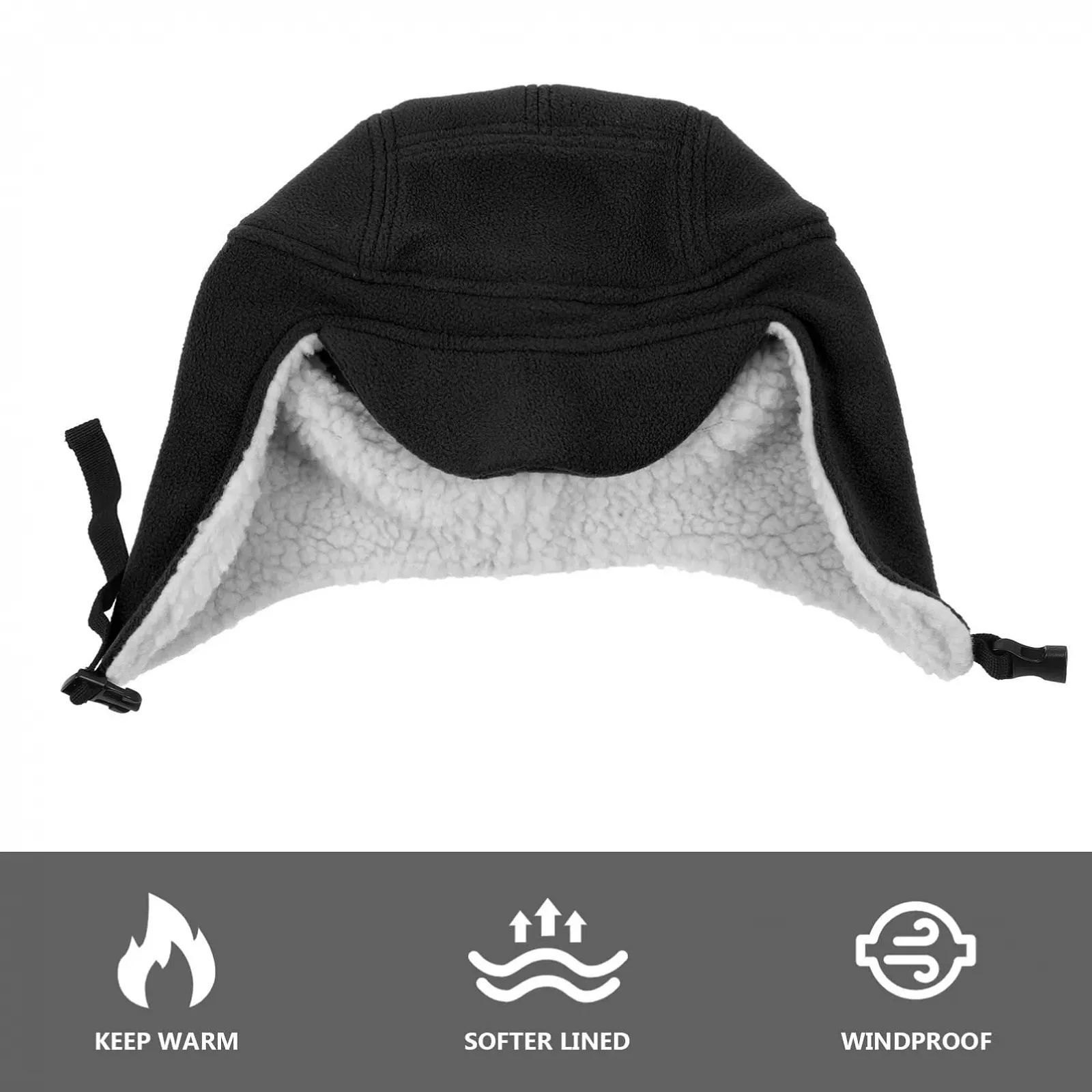 Шапка-вушанка WRITWAA Флісова Дитяча Зимова Чорний, фото №7 Шапка-вушанка WRITWAA Флісова Дитяча Зимова Чорний, фото №7