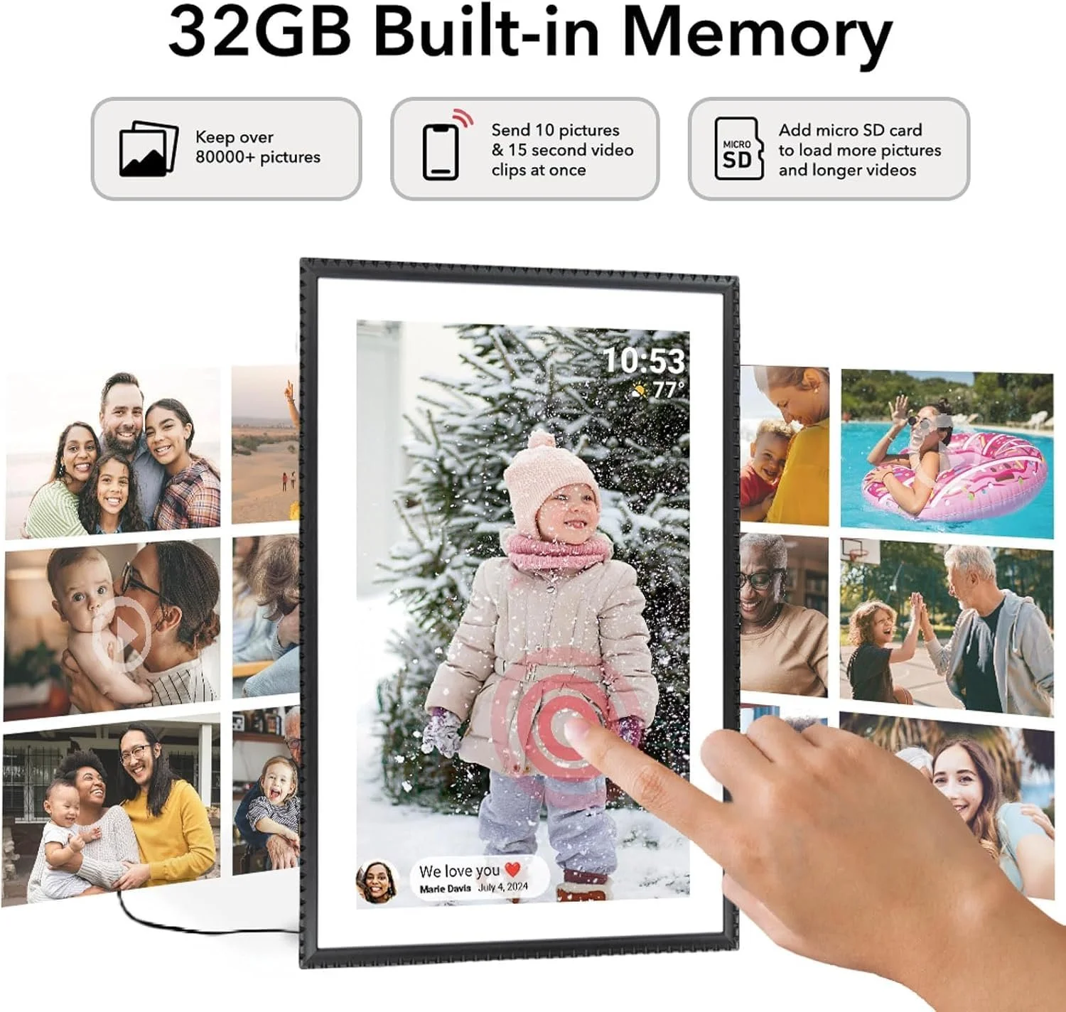 Цифрова фоторамка WiFi 10.1 дюйма 32 GB 1280 x 800 HD IPS Touchscreen Auto Rotate Frameo, фото №2 Цифрова фоторамка WiFi 10.1 дюйма 32 GB 1280 x 800 HD IPS Touchscreen Auto Rotate Frameo, фото №2