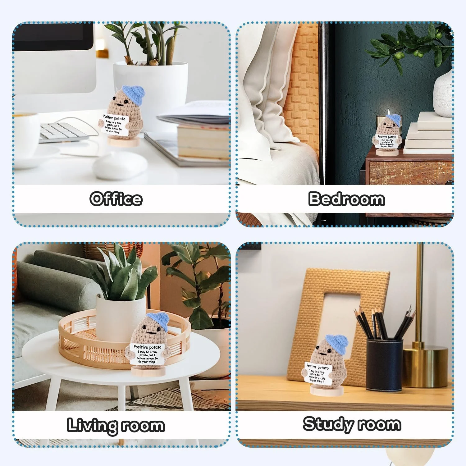 Funny Positive Potato 9 см Вязаная картошка с картой поддержки (Голубая шапка), фото №6 Funny Positive Potato 9 см Вязаная картошка с картой поддержки (Голубая шапка), фото №6