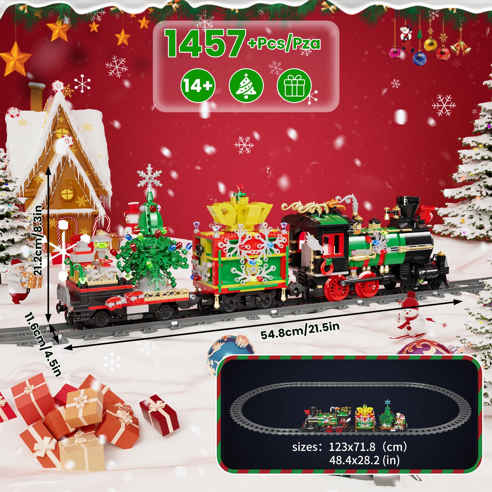 Конструктор Mould King Christmas Train 12012s 1457 деталей, фото №2