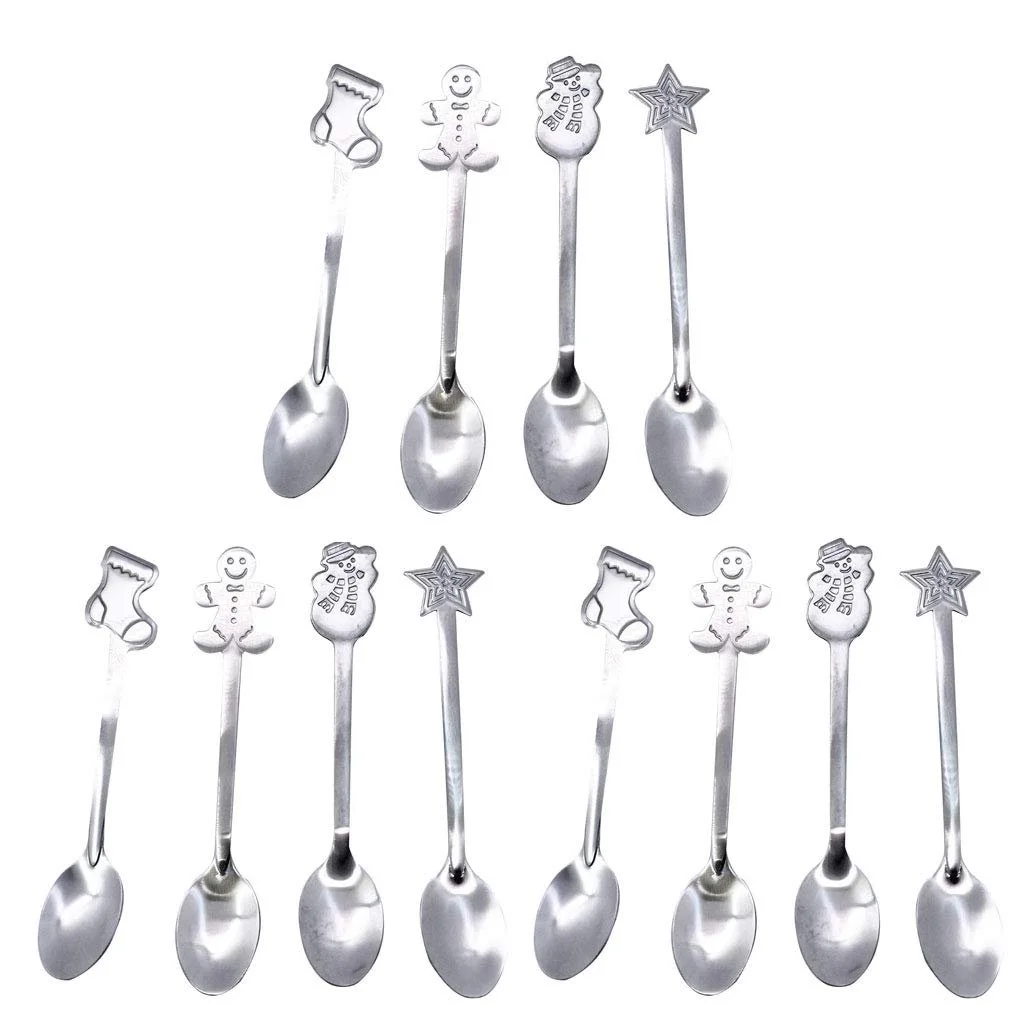 Різдвяні ложки для кави Henan 12 шт. в упаковці, фото №1