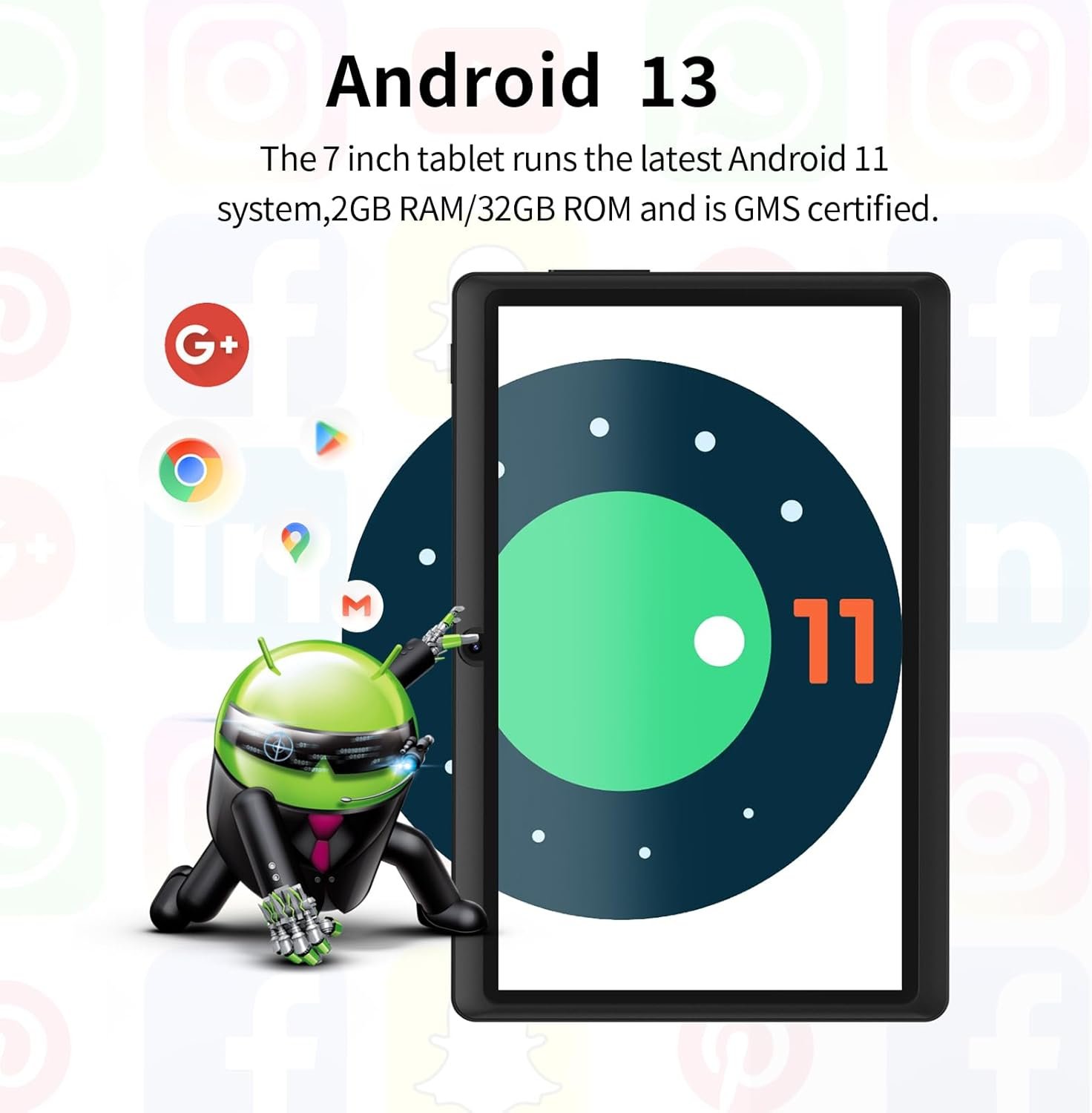 Планшет 7" PRITOM K7 2/32Gb 4 ядра Android 13 Black, фото №3
