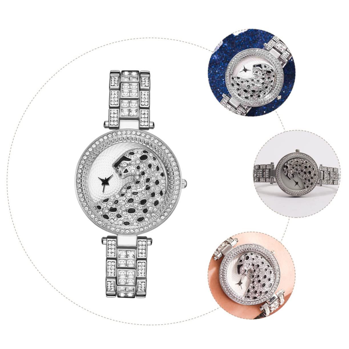 Женские часы LIFKOME со стразами, серебристый, фото №4