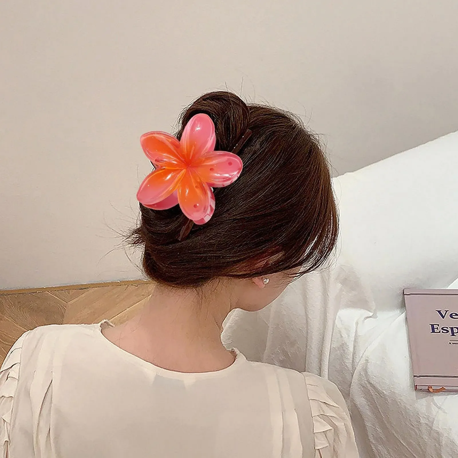 Заколка Цветок Форма Крепкий Большой Коготь Зажимы для Густых Волос Нескользящие Зажимы для Средних Волос Крепкий Гавайский Стиль, фото №3