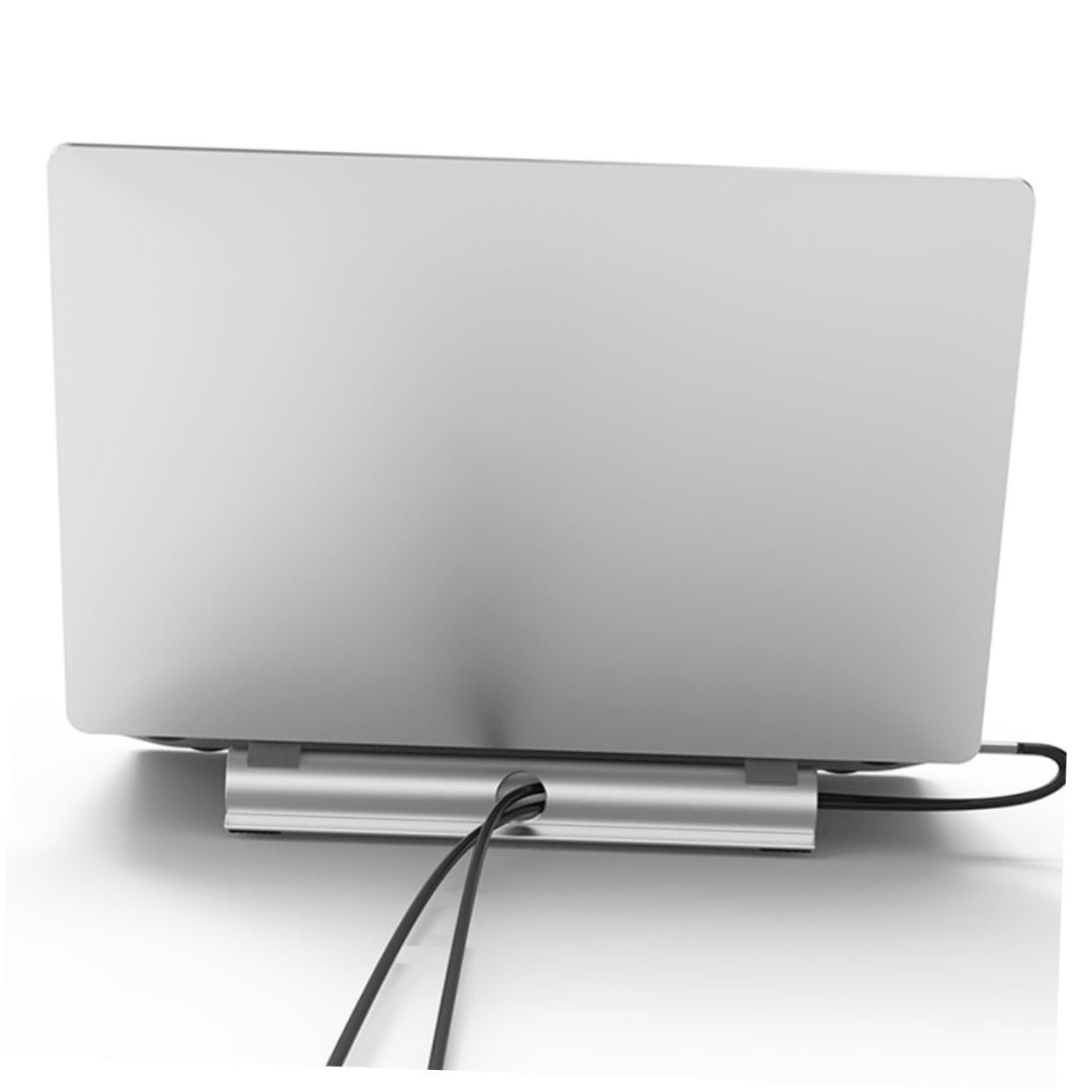 Підставка для ноутбука алюмінієва з нековзними накладками, з нахилом, ергономічна, легка для покращеного кута огляду та захисту від подряпин, фото №2