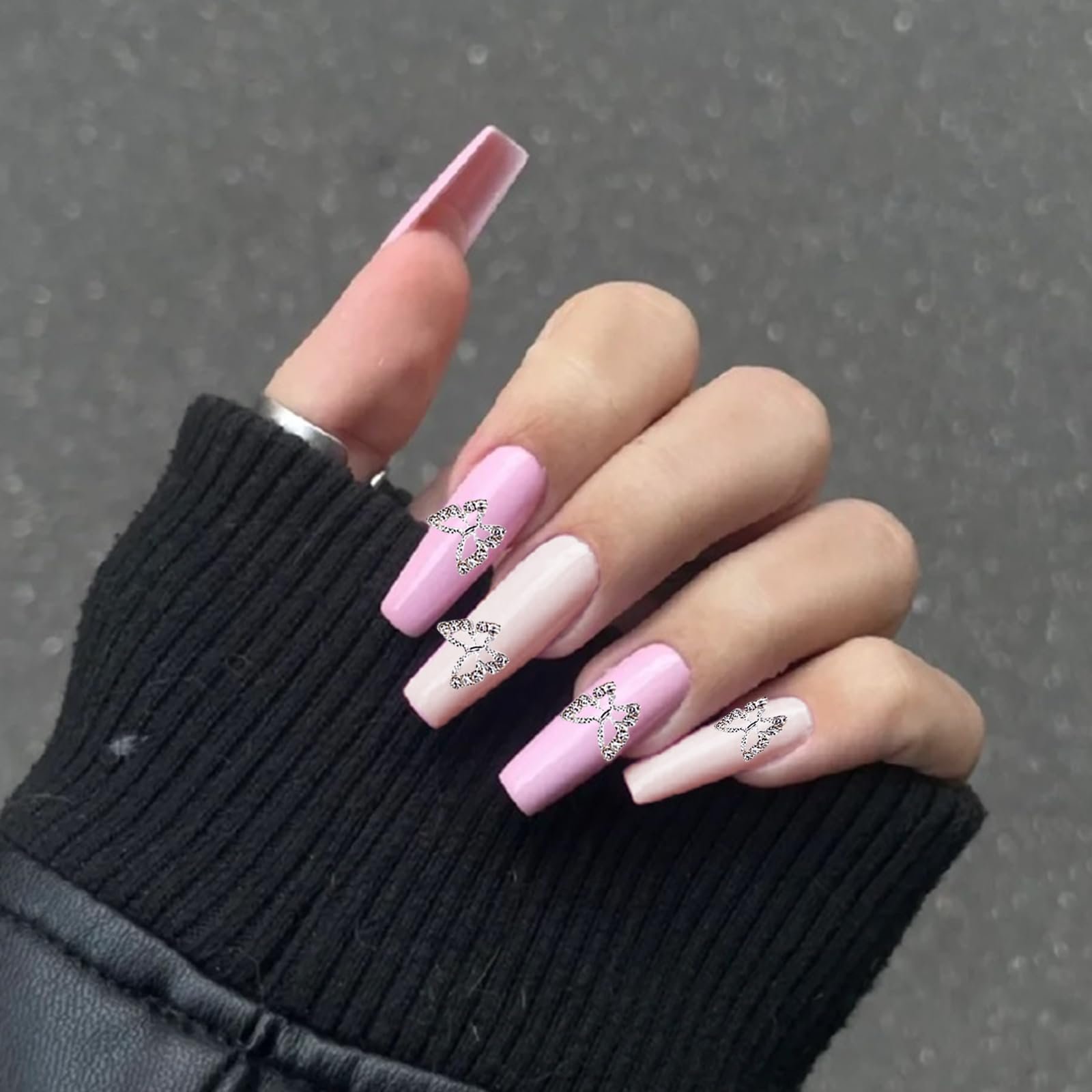 Подвески для ногтей Бабочки из сплава 10 шт серебристые металлические украшения для ногтей в форме бабочек хрустальные драгоценности для ногтей, фото №7