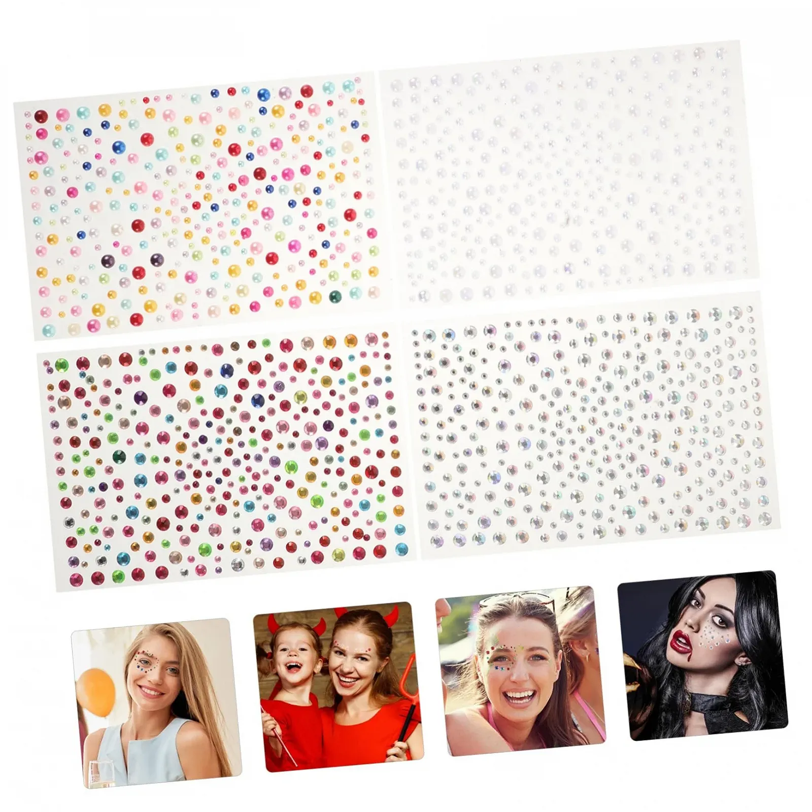 Самоклеящиеся стразы 4 шт. Beavorty Кристалл AB Разноцветные бусины, фото №8