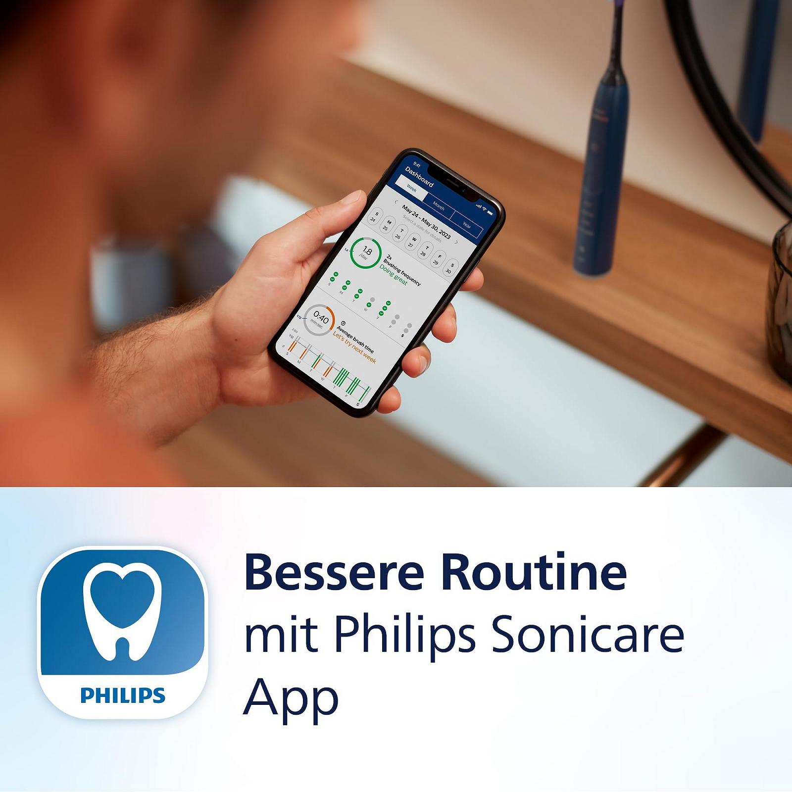 Электрическая зубная щетка Philips Sonicare 7100 Белая и темно-синяя, 2 шт. в упаковке, фото №6