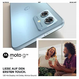 Смартфон Motorola moto g54 5G 6.5" FHD+ 50MP 8/256GB 5000mAh Android 13 Glacier Blue із захисним чохлом synthetic.ua - Фото 1