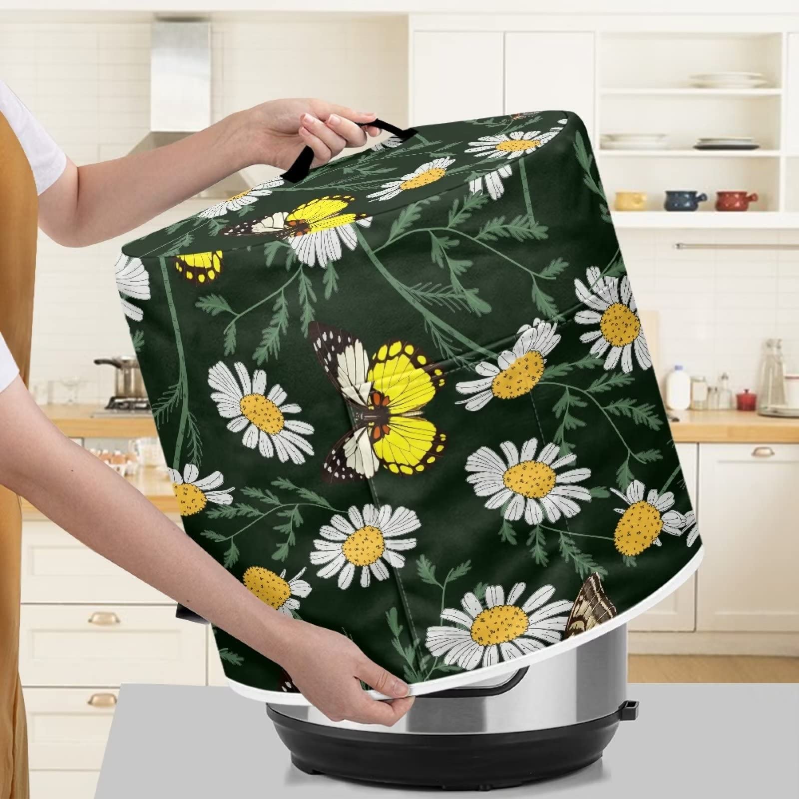 Чехол ZIATUBLES Butterfly Daisy Floral Slow Cooker Dust Cover с карманом M, фото №4