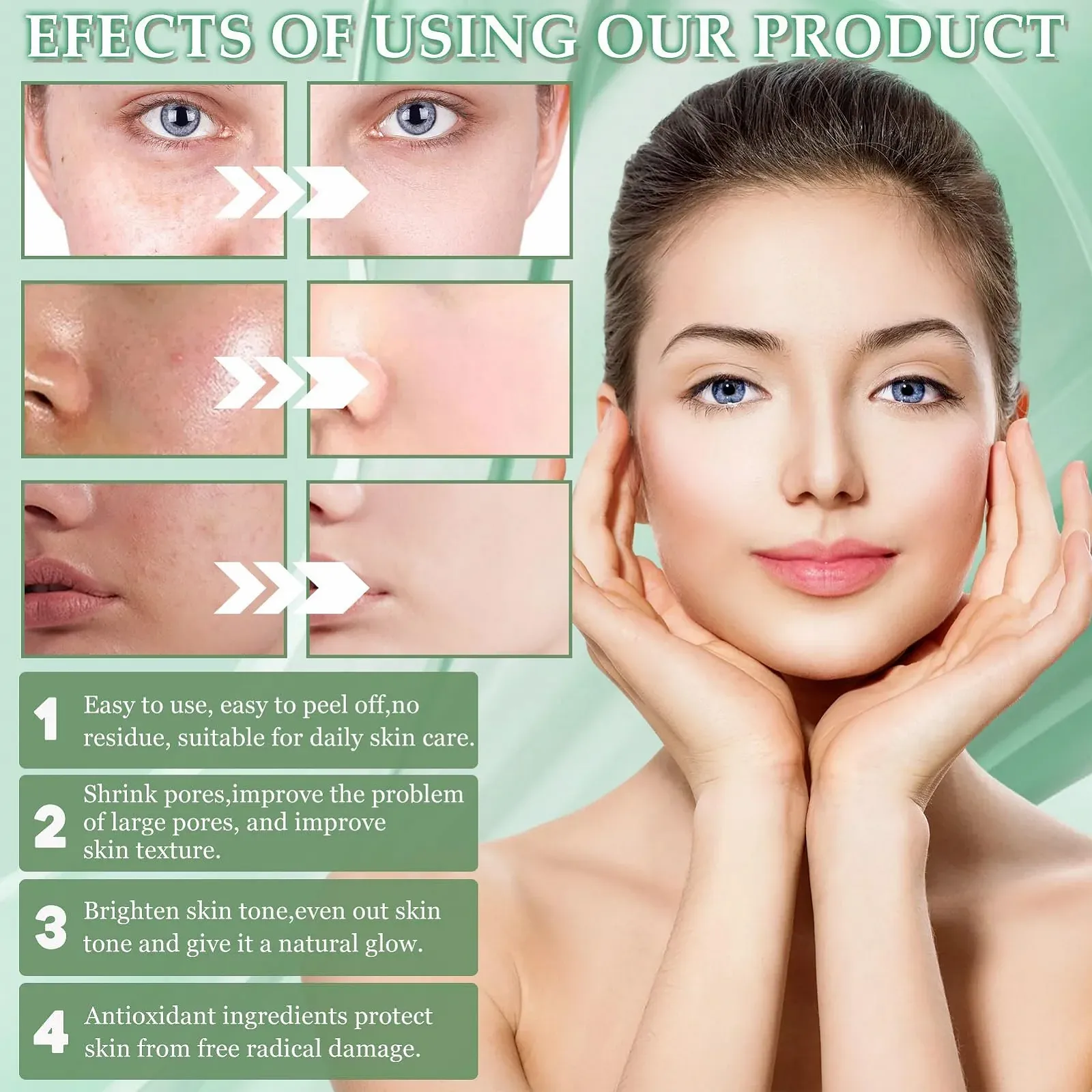 Тканинна маска для обличчя з гіалуроновою кислотою та вітаміном C, фруктовим екстрактом, набір з 7 штук, фото №5