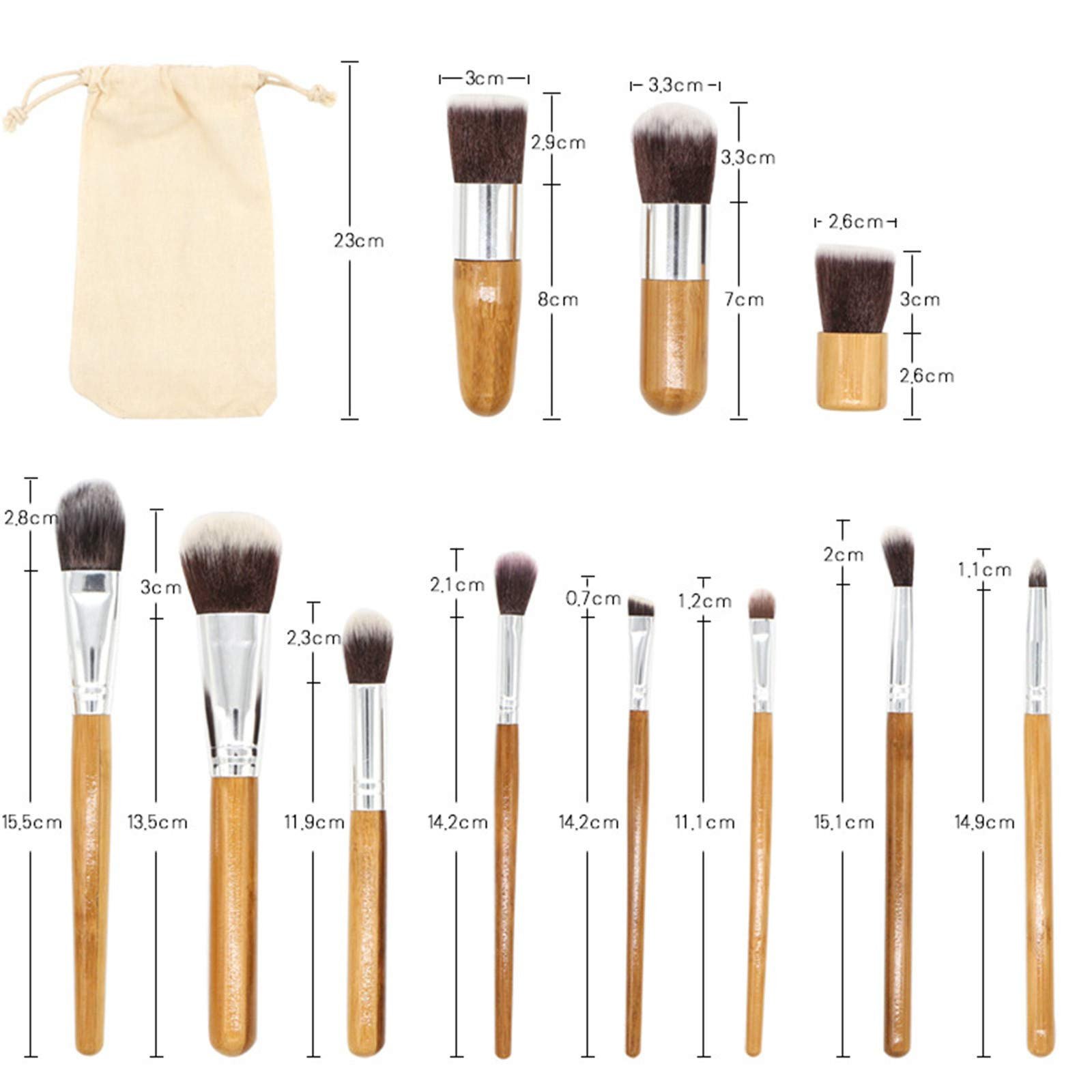 Пензлі для макіяжу Portable 11 штук Foundation Eyeshadow Жовтий, фото №3
