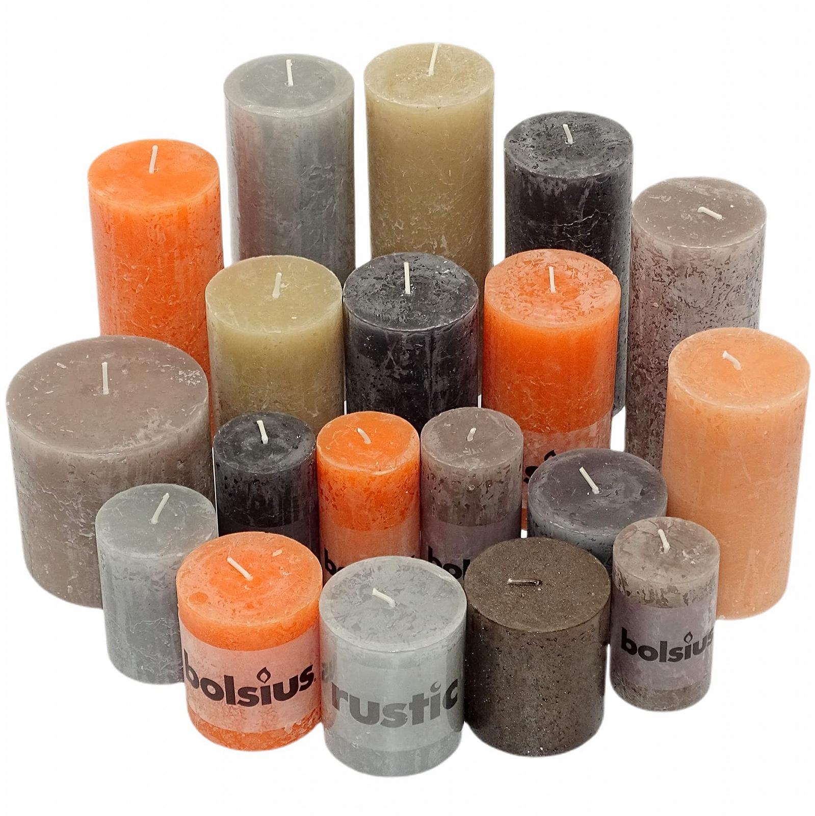 Свічки Pillar Rustic Набір Помаранчевий/Коричневий/Сірий 6 кг, фото №3