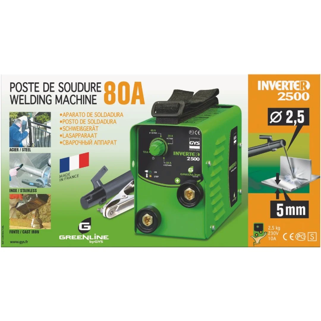 Зварювальний інвертор GYS INVERTER 2500 / 80А DC / Електрод 2.5мм / HOT START / Зелений, фото №3