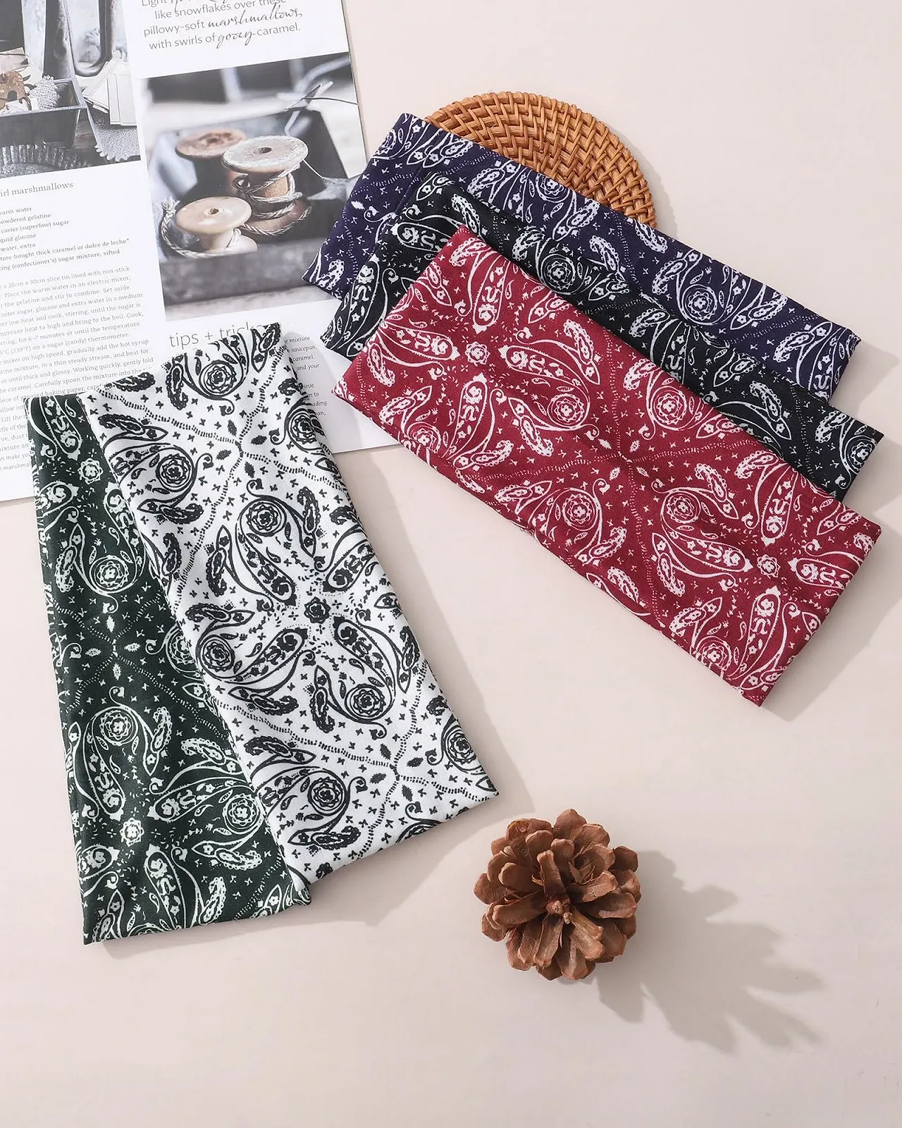 Пов'язка на голову Бавовняна еластична Kajeer Набір з 5 штук, фото №6