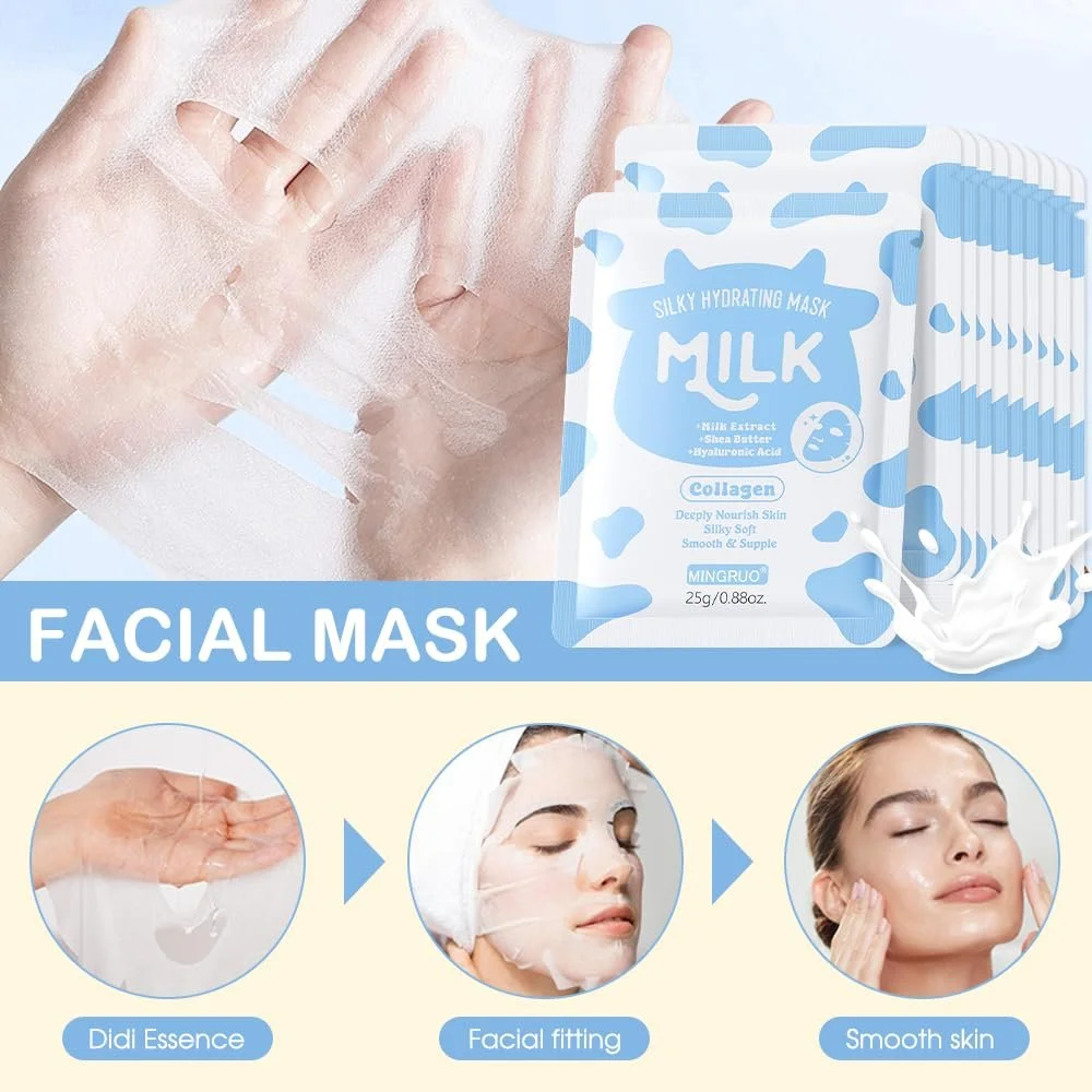 Тканинна маска для обличчя MINGRUO Зволожуюча (Молоко), 10 шт, фото №4