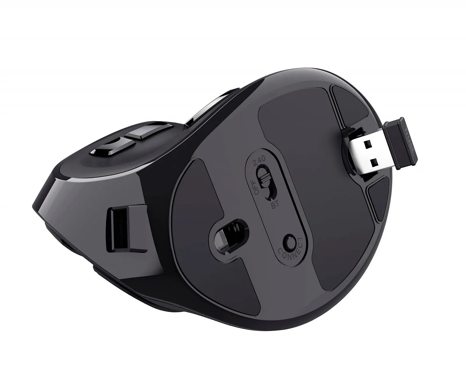 Мышь Trust Voxx Vertical Беспроводная, перезаряжаемая, эргономичная, Bluetooth и 2.4 GHz, 9 кнопок, 1200-2400 DPI, черная, фото №13