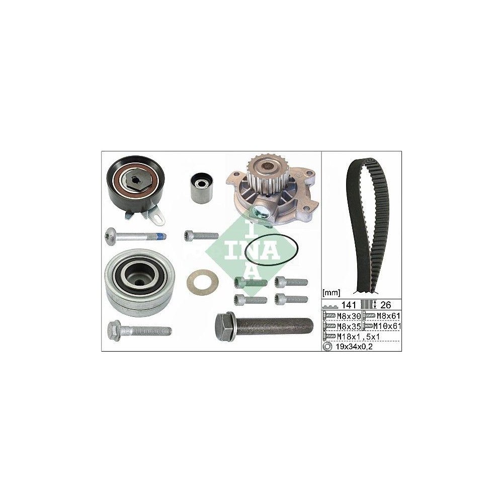 Водяной насос + комплект ремня ГРМ INA 530 0482 30, фото №1