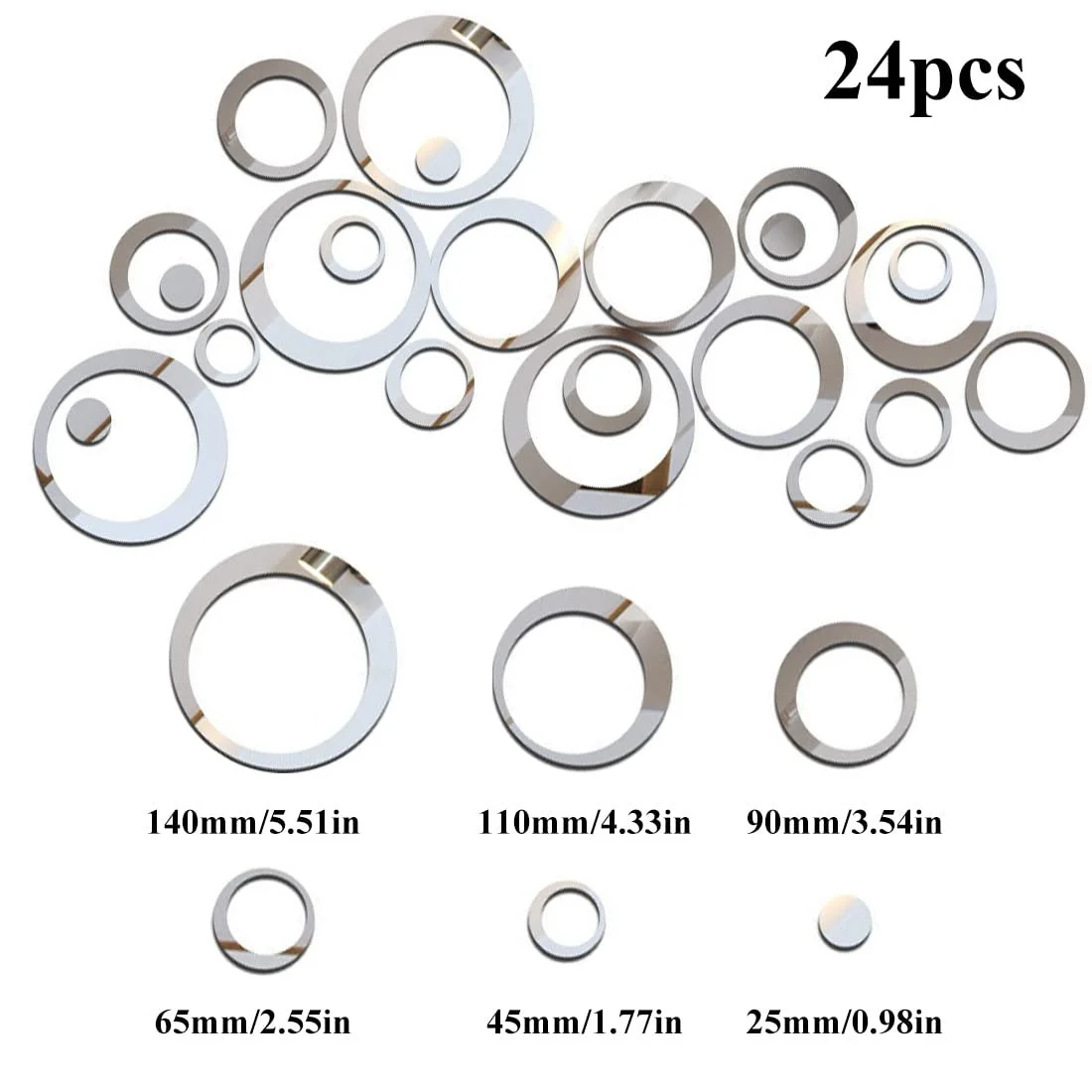 Наклейка на стіну Mirror Circles дзеркальна самоклейна 24 шт., фото №2