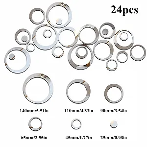 Наклейка на стіну Mirror Circles дзеркальна самоклейна 24 шт. synthetic.ua - Фото 1