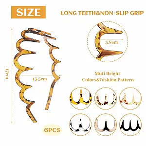 Обруч для волосся Zigzag, 6 шт, пластик, хвилястий synthetic.ua - Фото 1
