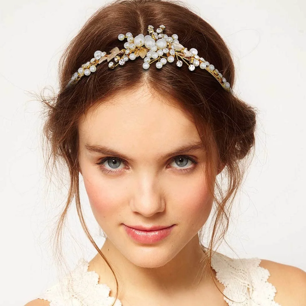 Обруч на голову для дівчинки IYOU з квітами, перлами, фото №4