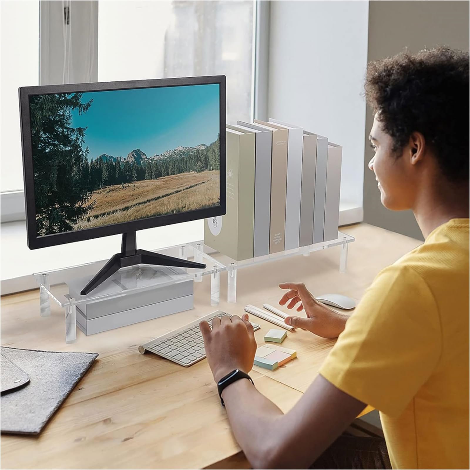 Подставка для принтера Xuancai, прозрачная акриловая подставка для компьютерных мониторов, приподнятая подставка для ноутбука, для стола и организации офиса, домашняя офисная мебель, фото №3