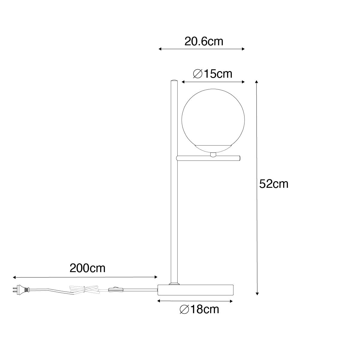 Настільна лампа Qazqa Design Art Deco Flore Чорна Димчасте скло Сталева куля E14, фото №4
