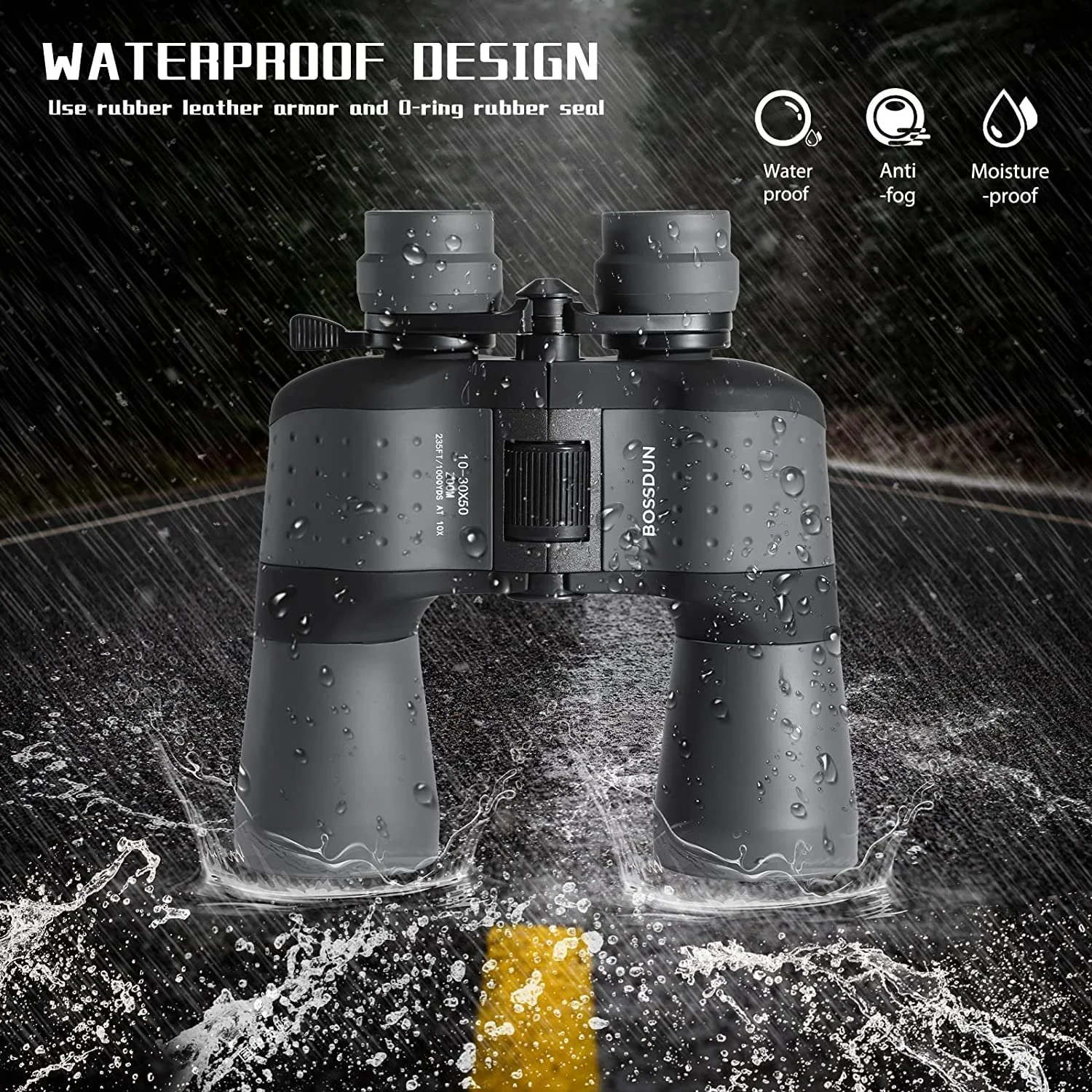 Бінокль Zoom 10-30x50 HD Професійний Водонепроникний FMC-BAK4, фото №4