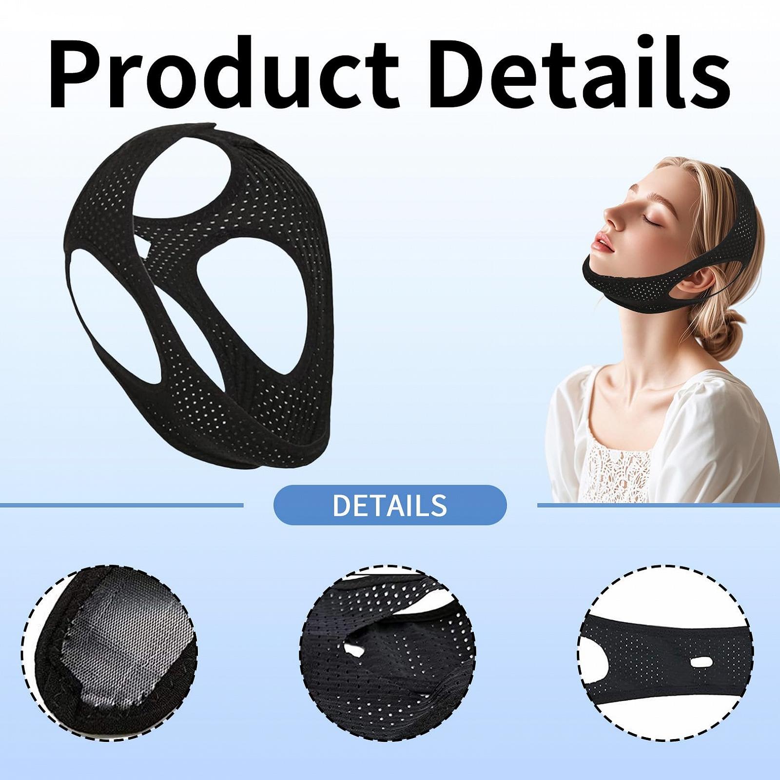 Ремінець проти хропіння еластичний чорний для чоловіків та жінок, фото №3