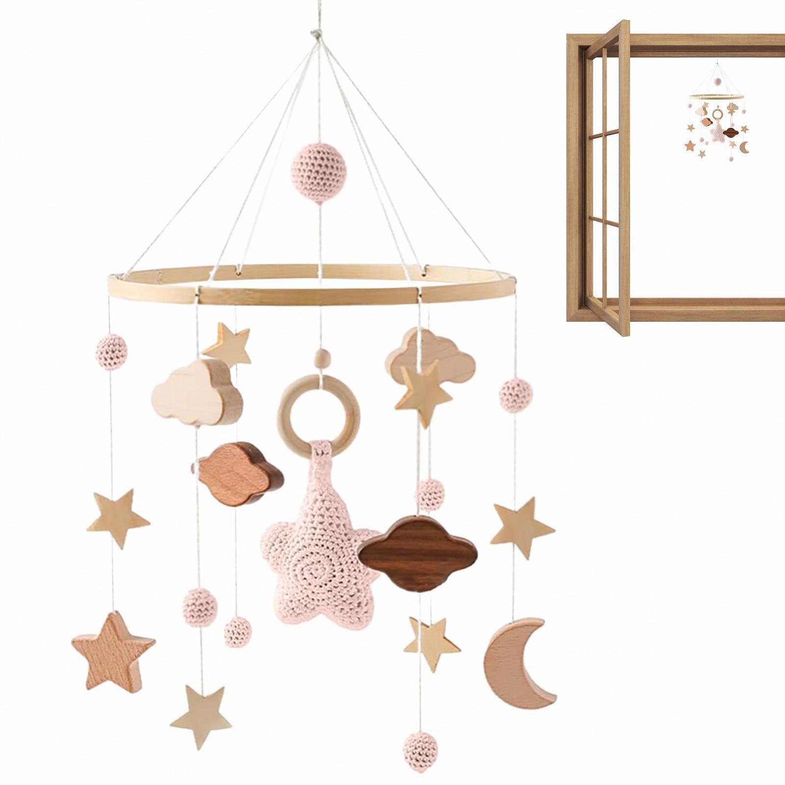 Мобиль Nativity Mobile для bassinet для девочек, деревянный подвес с фетровыми шариками, фото №5