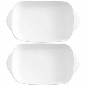 Набір форм для запікання керамічних (2 шт) з двома ручками White - Фото 1