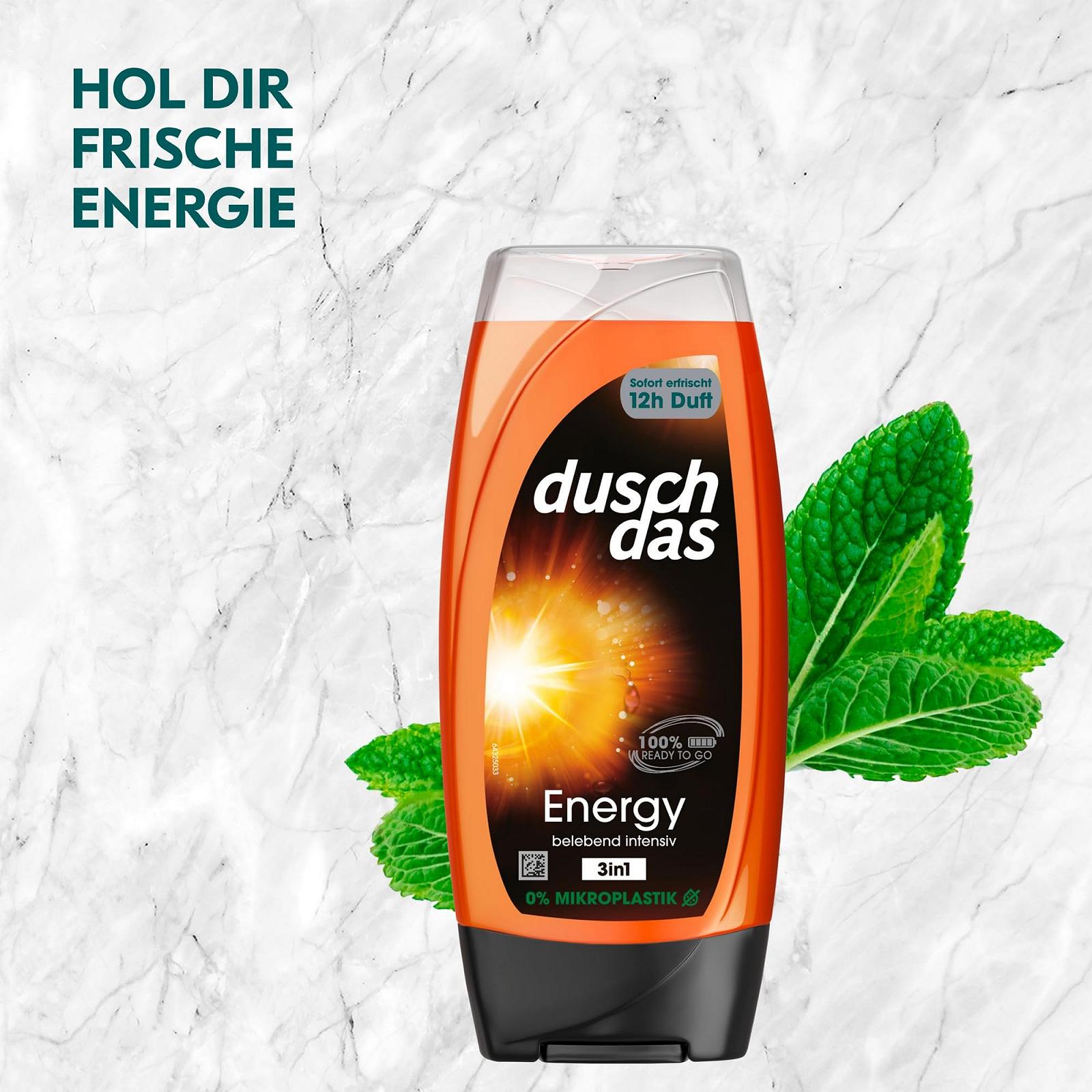 Гель для душу та шампунь Duschdas 3-in-1 Energy Invigorating Intense Fragrance 6 x 225 мл, фото №4