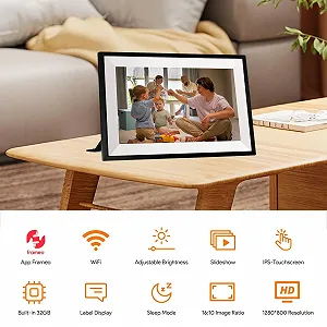 Цифровая фоторамка Aorpdd Frameo 10.1 дюйма WiFi 1280 x 800 HD IPS Сенсорный экран 32 GB Черная и белая synthetic.ua - Фото 1