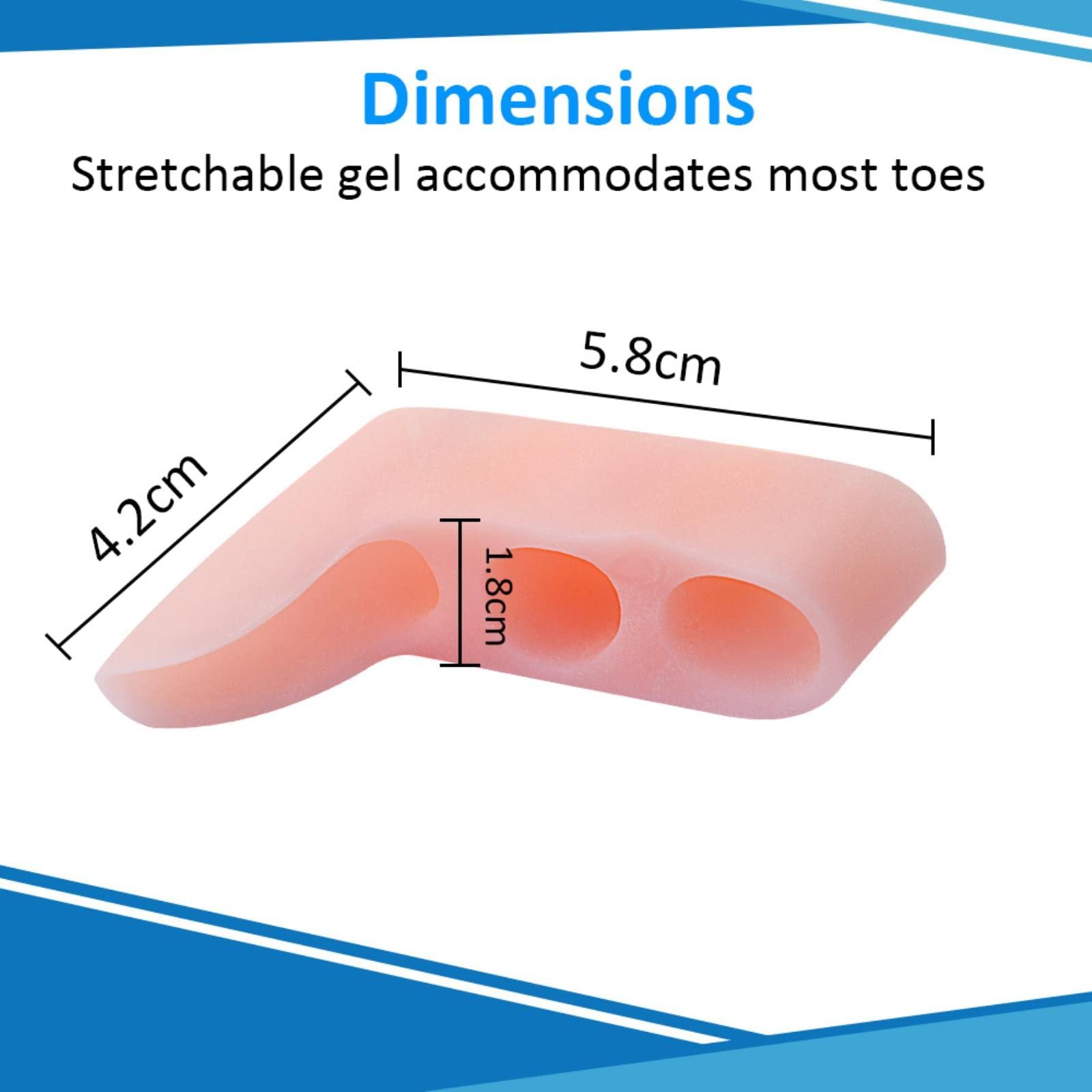 Роздільник для мізинця 3-отвори 2шт/мішок Коректор вальгусної деформації, фото №5
