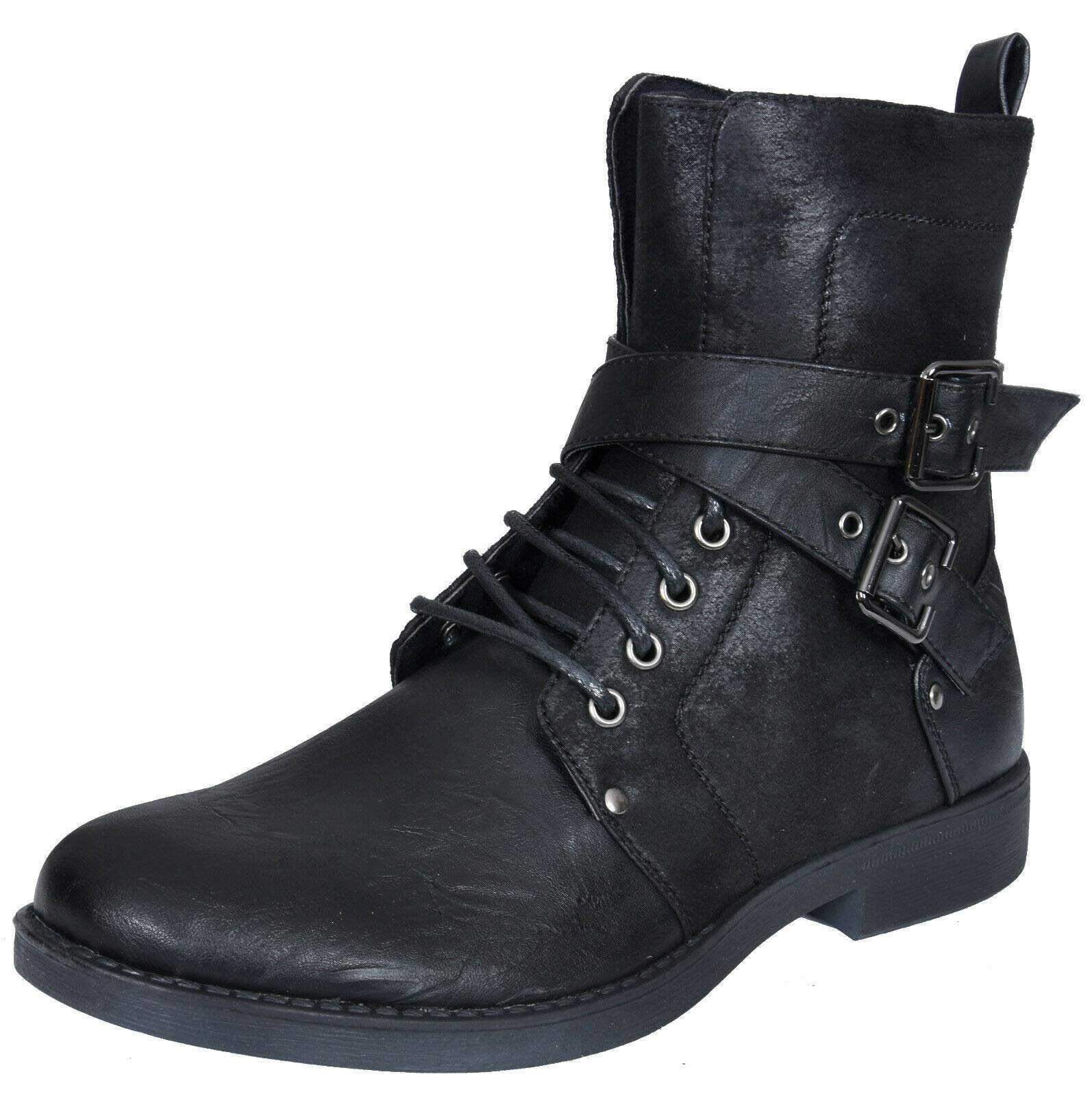 Черевики ELONG Punk Rock Goth Elmo Короткі мотоциклетні байкерські шкіряні з пряжкою, фото №1