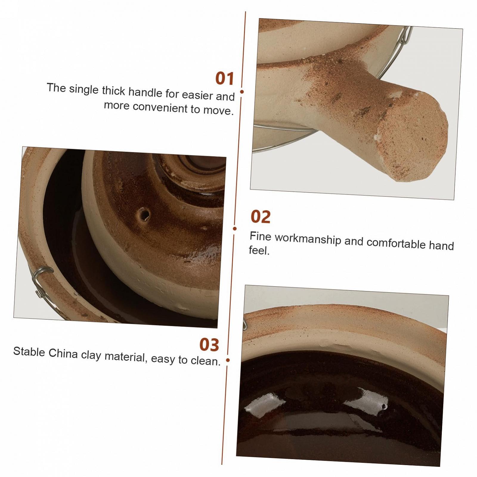 Ківш керамічний з ручкою традиційного випалу термостійкий для рису та тушкування, фото №4