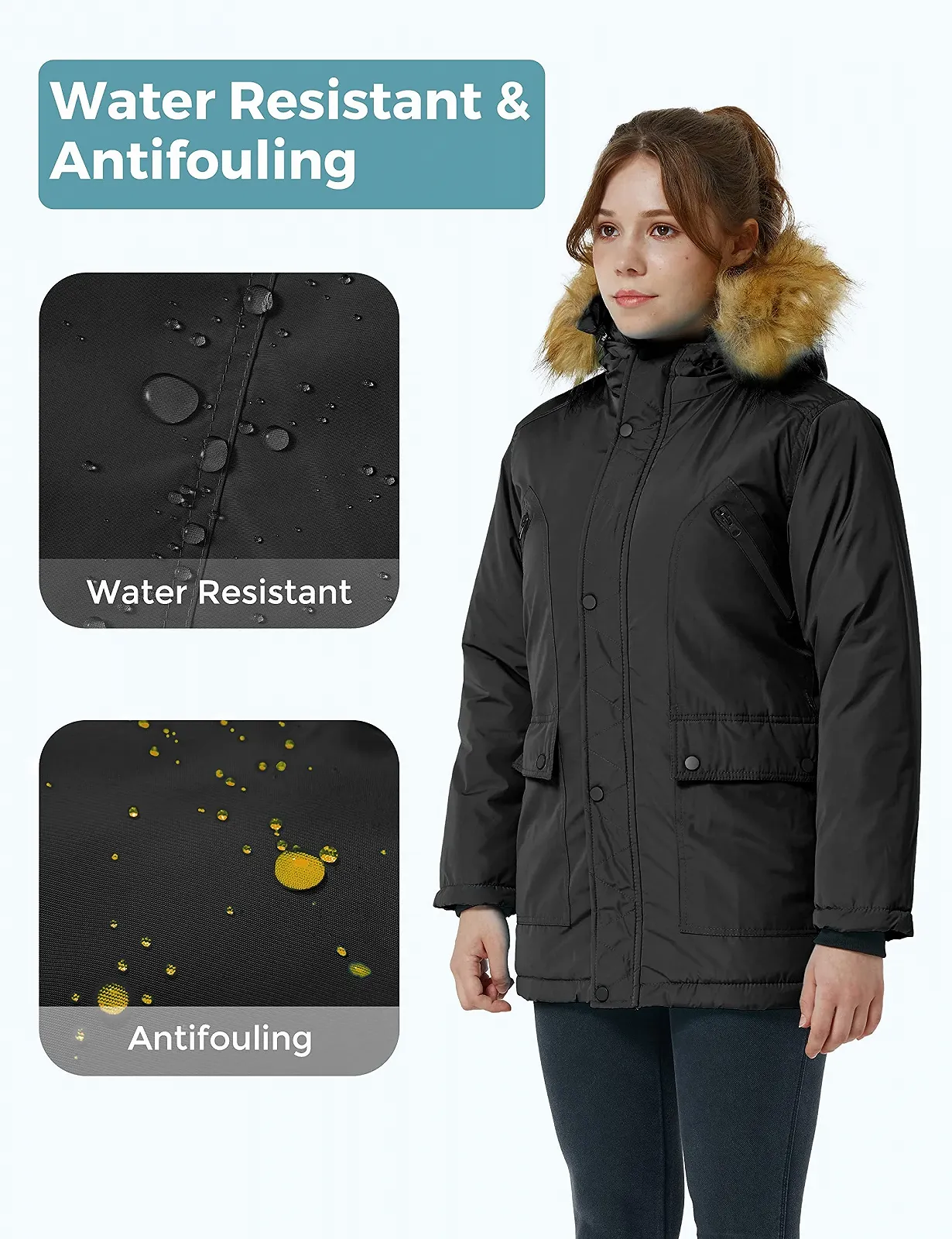 Зимове пальто для дівчат ZSHOW з бавовняною підкладкою, водовідштовхувальна куртка, фото №5