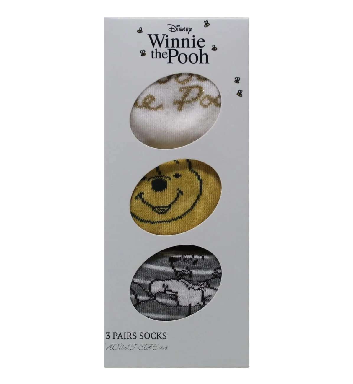 Шкарпетки Disney Вінні Пух Жіночі Набір у Подарунковій Коробці 3 пари, Білий/Жовтий/Сірий, One Size, фото №2
