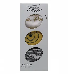 Шкарпетки Disney Вінні Пух Жіночі Набір у Подарунковій Коробці 3 пари, Білий/Жовтий/Сірий, One Size synthetic.ua - Фото 1