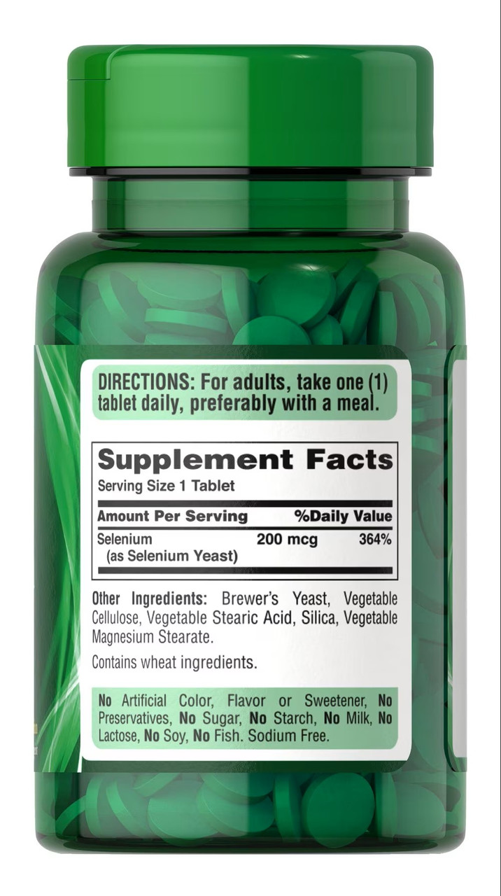 Селен Puritan's Pride Selenium 200 mcg 100 Tablets, фото №2