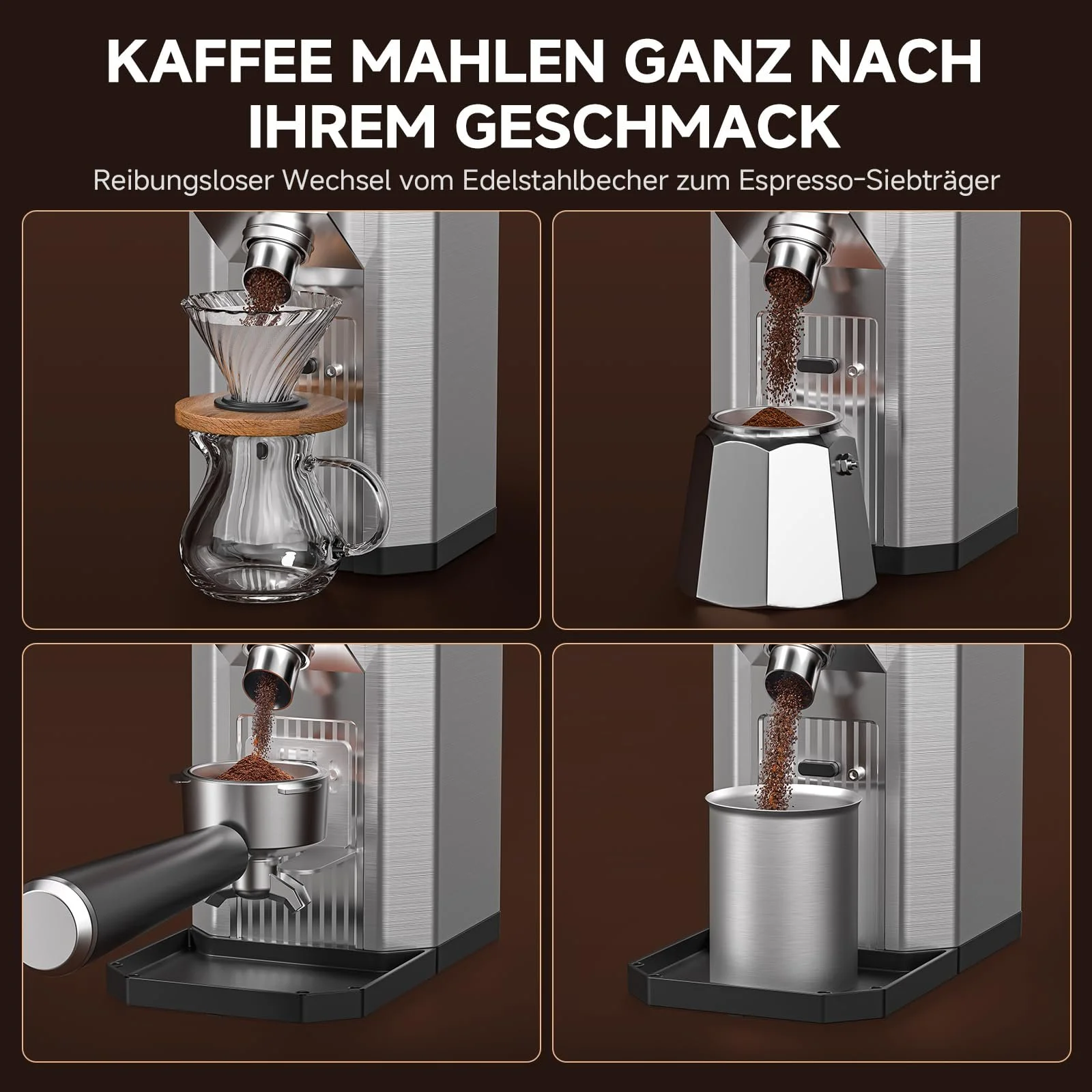 Электрическая кофемолка AMZCHEF с держателем фильтра, 45 уровней помола для эспрессо, фото №4 Электрическая кофемолка AMZCHEF с держателем фильтра, 45 уровней помола для эспрессо, фото №4