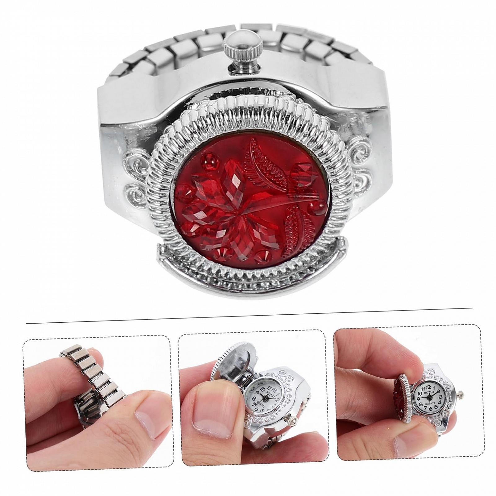 Годинник-кільце OATIPHO, золотистий з бірюзовим та червоним, фото №6