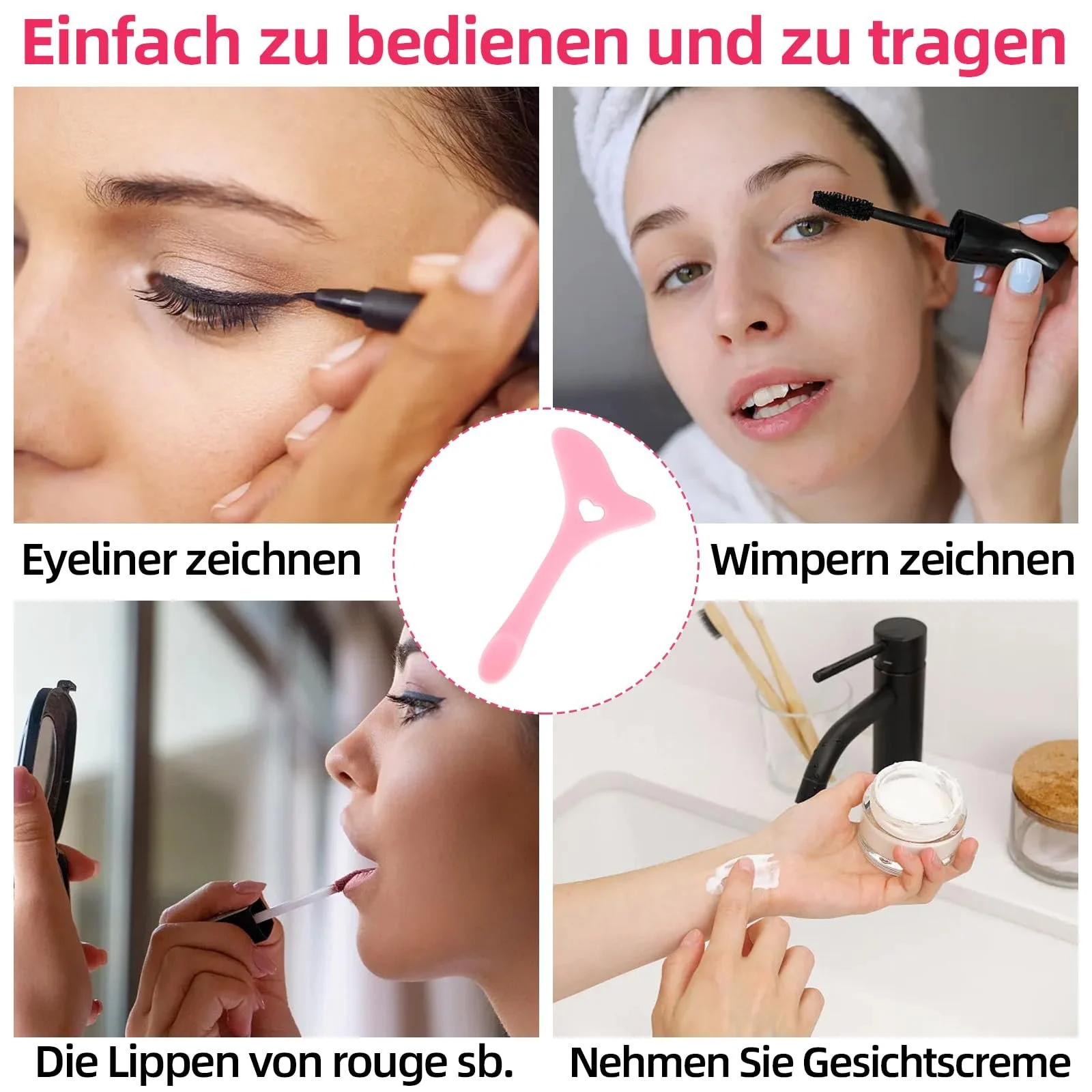 Мультифункціональний Силіконовий Помічник для макіяжу очей Багаторазовий (Рожевий), фото №6