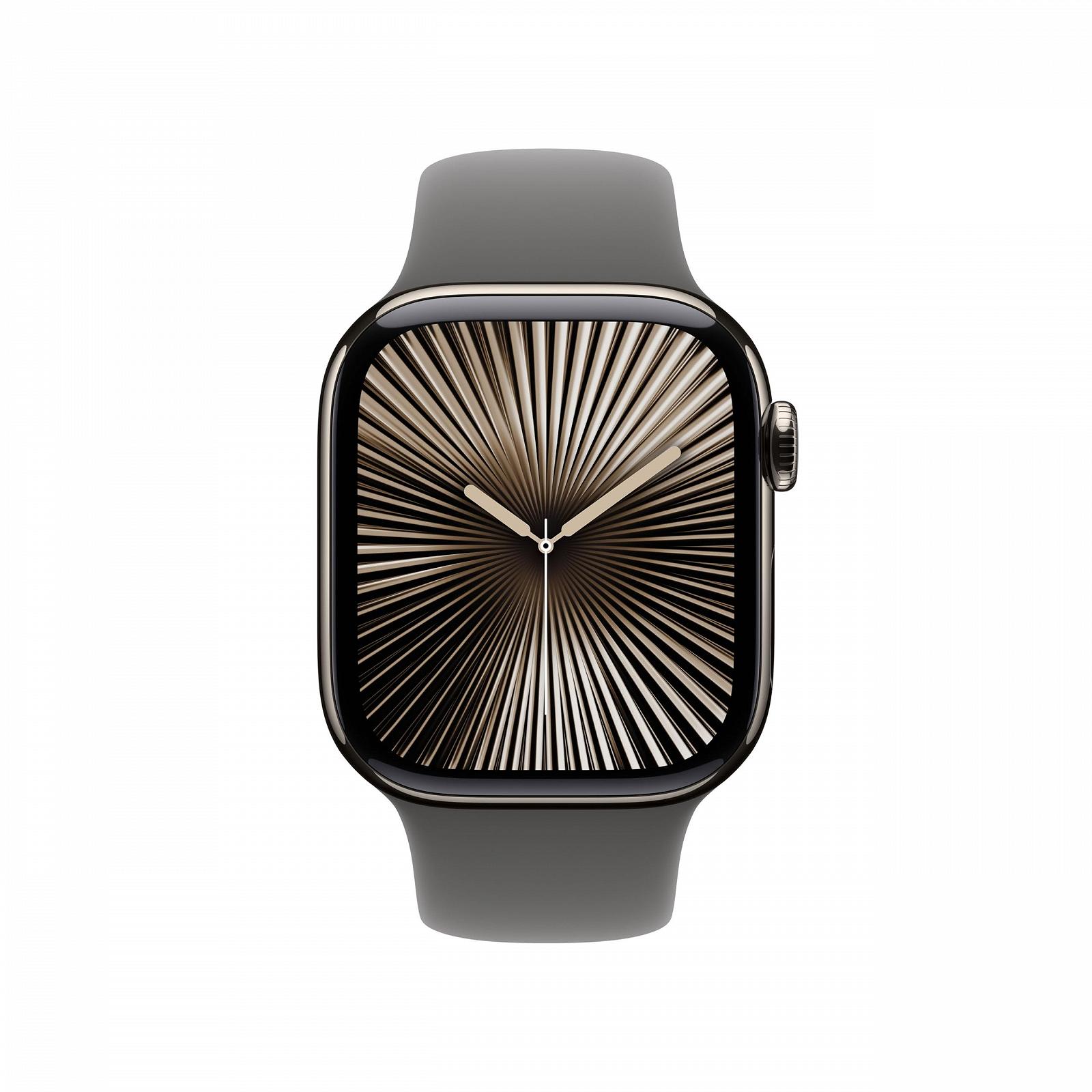 Смарт-годинник Apple Series 10 (GPS + Cellular, 42 мм) Титановий корпус Натуральний Спортивний ремінець Кам'яно-сірий, фото №2