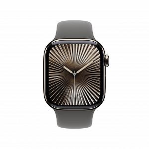 Смарт-годинник Apple Series 10 (GPS + Cellular, 42 мм) Титановий корпус Натуральний Спортивний ремінець Кам'яно-сірий synthetic.ua - Фото 1