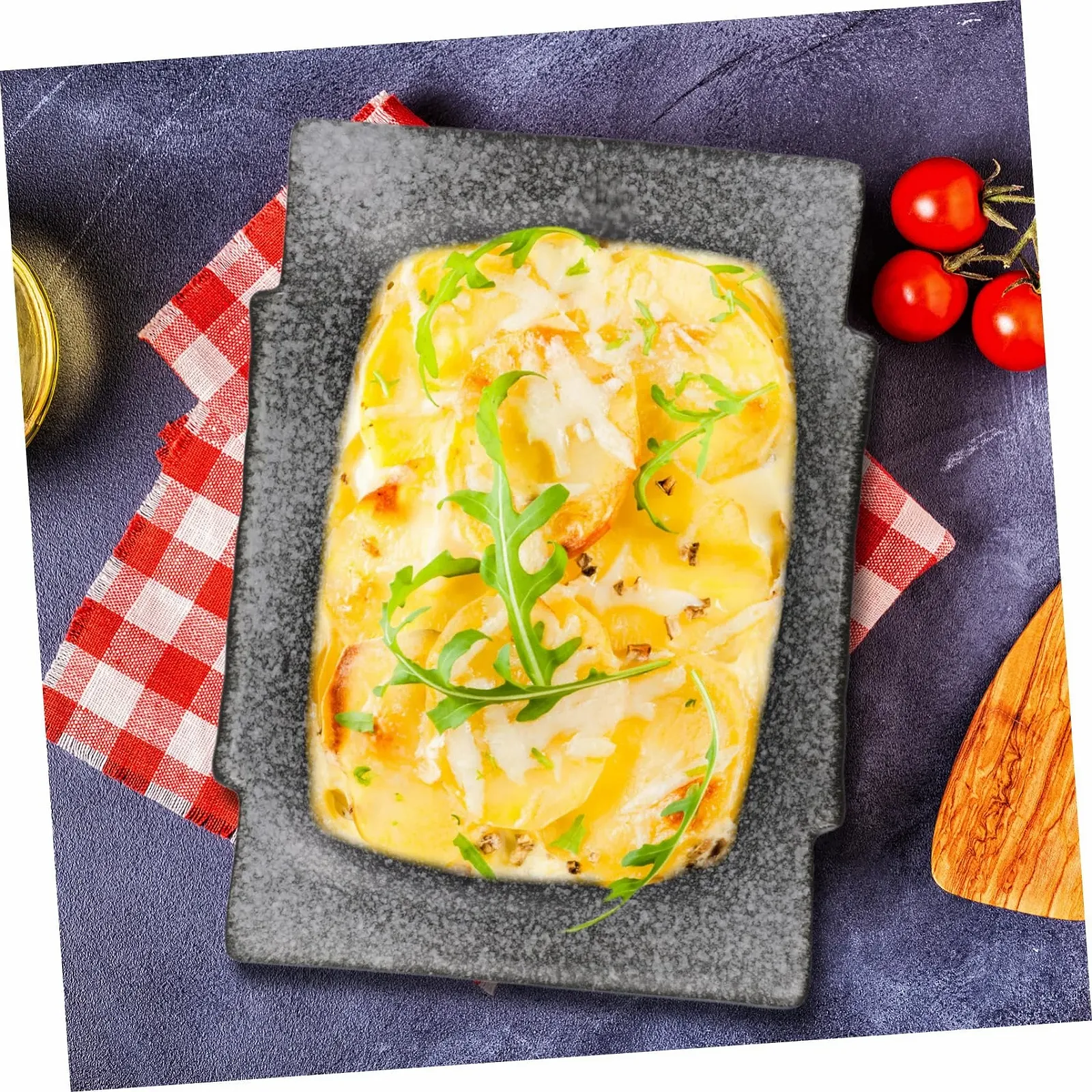 Форма для запекания керамическая прямоугольная в японском стиле с ручками термостойкая для лазаньи и жаркого, фото №5