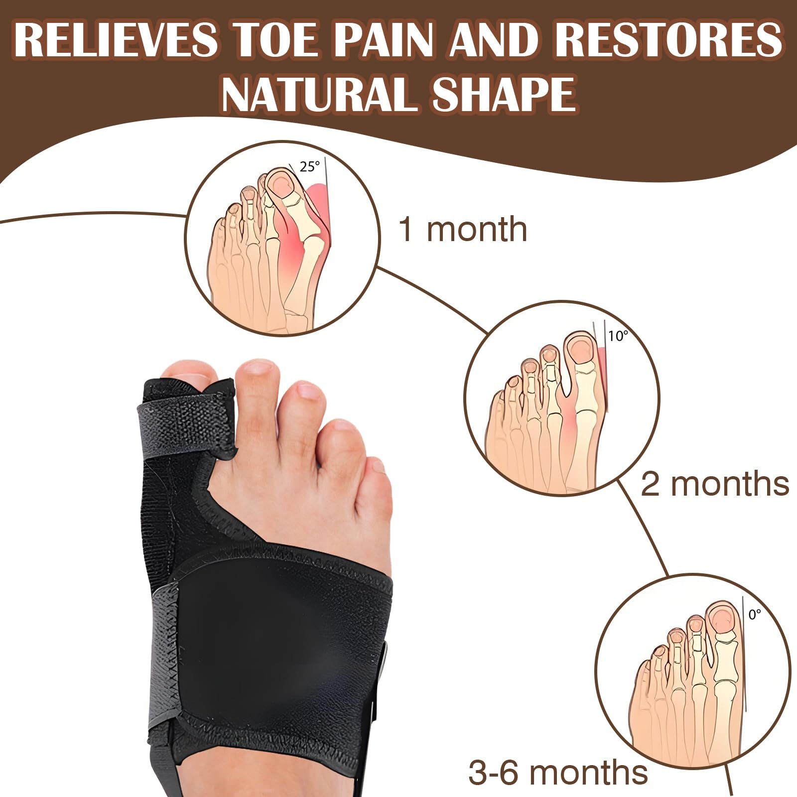 Корректор большого пальца стопы VEGCOO с 2 невидимыми корректорами для больших пальцев ног, фото №3