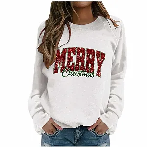 Женский свитшот оверсайз, длинная рубашка, футболка с круглым вырезом, пуловер с длинными рукавами, базовые блузки, туники, футболки, парный пуловер, рождественский забавный ваучер для женщин - Фото 1